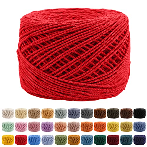 Uiopa Makramee Garn Rot, 1,3mm x 160m Baumwollgarn Makramee Band, Baumwollkordel Bindfaden Baumwollschnur für Häkeln, Stricken, Wand Aufhängung, Dekoration, DIY-Projekte von Uiopa