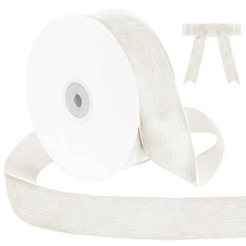 Uiopa Samtband Beige 38mm Breit, 9m Geschenkband Samt Band, Schleifenband Beige Ribbon Dekoband für Geschenkverpackung, Kränze, Hochzeit, Party, DIY Handwerk von Uiopa