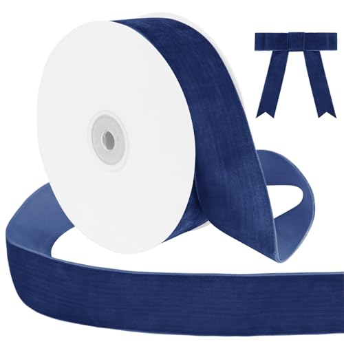 Uiopa Samtband Dunstblau 38mm Breit, 9m Geschenkband Samt Band, Schleifenband Dunstblau Ribbon Dekoband für Geschenkverpackung, Kränze, Hochzeit, Party, DIY Handwerk von Uiopa