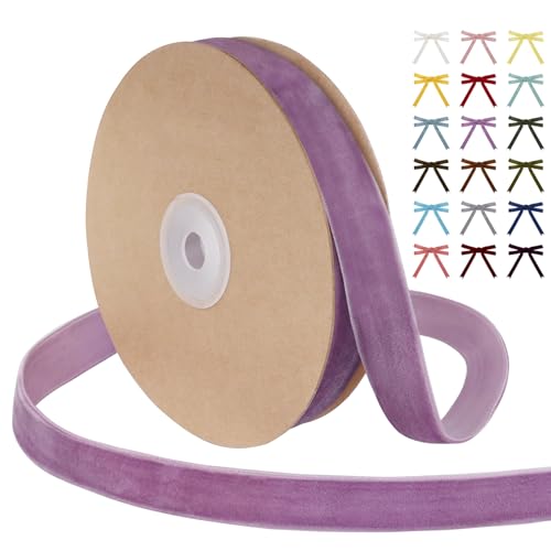 Uiopa Samtband Hellviolett 15mm Breit, 9m Geschenkband Samt Band, Schleifenband Hellviolett Ribbon Dekoband für Geschenkverpackung, Kränze, Hochzeit, Party, DIY Handwerk von Uiopa