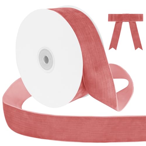 Uiopa Samtband Leder Rosa 38mm Breit, 9m Geschenkband Samt Band, Schleifenband Leder Rosa Ribbon Dekoband für Geschenkverpackung, Kränze, Hochzeit, Party, DIY Handwerk von Uiopa