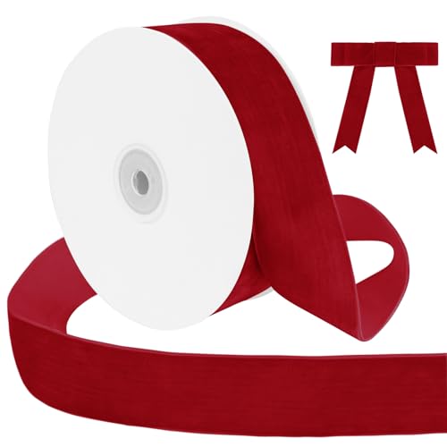 Uiopa Samtband Rot 38mm Breit, 9m Geschenkband Samt Band, Schleifenband Rot Ribbon Dekoband für Geschenkverpackung, Kränze, Hochzeit, Party, DIY Handwerk von Uiopa