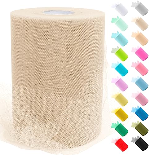 Uiopa Tüll Elfenbein, 15cm x 91,4m Tüllstoff Polyester Tüllband Hochzeit Dekostoff, Tüll Stoff Rolle für Tutu-Röcke Party Hochzeit Tisch Deko Geschenkverpackung DIY-Handwerk von Uiopa