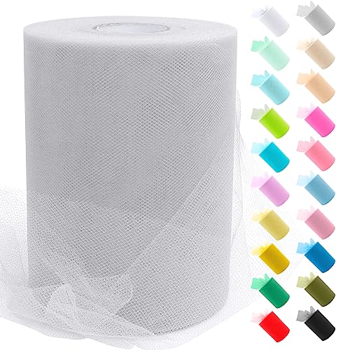 Uiopa Tüll Hellgrau, 15cm x 91,4m Tüllstoff Polyester Tüllband Hochzeit Dekostoff, Tüll Stoff Rolle für Tutu-Röcke Party Hochzeit Tisch Deko Geschenkverpackung DIY-Handwerk von Uiopa