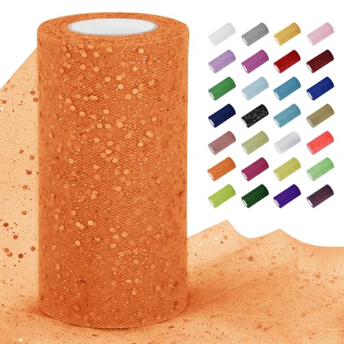 Uiopa Tüllstoff Glitzer 15cm x 22m Tüll Rolle Tüllband Orange Pailletten Dekostoff Glitzerband für Tutu Röcke, Geschenkverpackung, Hochzeitsdekoration, DIY Handwerk Uiopa Tüllstoff Glitzer 15cm x 22m Tüll Rolle Tüllband Orange Pailletten Dekostoff Glitzerband für Tutu Röcke, Geschenkverpackung, Hochzeitsdekoration, DIY Handwerk von Uiopa