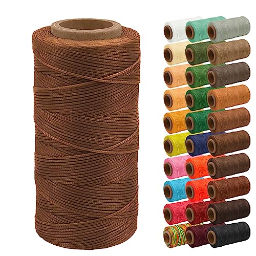 Uiopa Flacher Wachsfaden, 0,8mm x 270m Gewachst, Leder Nähen Faden, Polyester, Sattlergarn, für Lederprojekte, Reparatur, Buchbinden, DIY Basteln von Uiopa