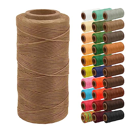 Uiopa Flacher Wachsfaden, 1mm x 200m Gewachst, Leder Nähen Faden, Sattlergarn, Polyester, für Lederprojekte, Reparatur, Buchbinden, DIY Basteln von Uiopa