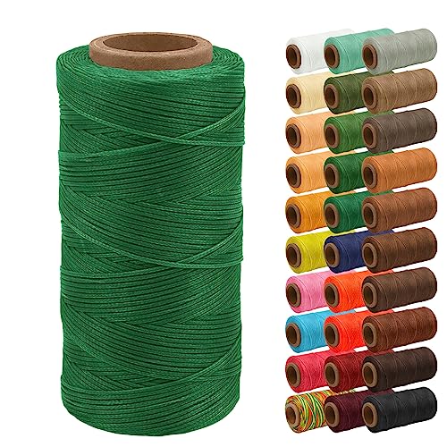 Uiopa Flacher Wachsfaden, 1mm x 200m Gewachst, Leder Nähen Faden, Sattlergarn, Polyester, für Lederprojekte, Reparatur, Buchbinden, DIY Basteln von Uiopa