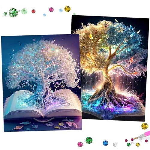 Uirheurd Diamond Painting Baum des Lebens,2 Pcs Diamond Painting Magischer Baum Diamant Bilder Diamond Painting Erwachsene Kinder DIY 5D Diamant Painting Bilder Tree Diamond Painting Kits (30x40 cm) von Uirheurd