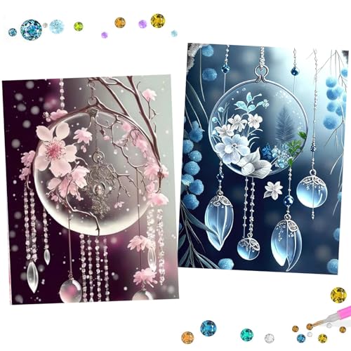 Uirheurd Diamond Painting Traumfänger 5D Diamond Painting Erwachsene Kinder, 2 Stück Diamant Painting Bilder Diamond Painting DIY Voller Runder Diamant Home Wand Décor Crystal Art Craft Kits 25x35cm von Uirheurd