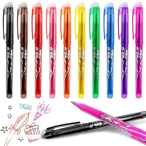 Uirheurd Radierbarer Kugelschreiber 10 Colours 0.5mm Gelstifte Radierbar Stift Radierbarer Tintenroller Tintenroller Radierbar Geeignet für Friction Stifte für Schulsachen Bürobedarf von Uirheurd