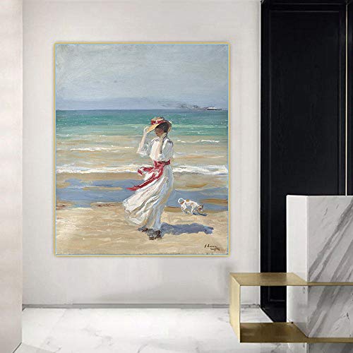 Malen Nach Zahlen Malen Für Erwachsene Joaquin Sorolla 《Dame Mit Hund》 Leinwand Art Kit Diy Ölgemälde Für Anfänger von Uiujiij