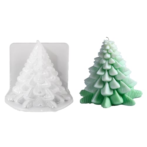 Silikon Weihnachtsbaum Kerzenform, 3D Kerzengießform DIY Silikon Kerzen Gießform für die Herstellung von Kerzen, Weihnachten Handwerk Ornamente (D4485-6) von Uixxducc