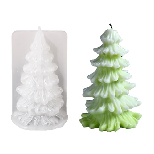 Silikon Weihnachtsbaum Kerzenform, 3D Kerzengießform DIY Silikon Kerzen Gießform für die Herstellung von Kerzen, Weihnachten Handwerk Ornamente (D4485-7) von Uixxducc