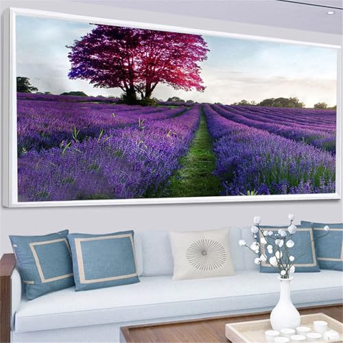 Uixxducc 5d Diamant Painting Bausätze Set Lavendel Lavendel DIY Diamond Painting Bilder Diamant Painting Erwachsene Kinder Mädchen (180x70cm) von Uixxducc