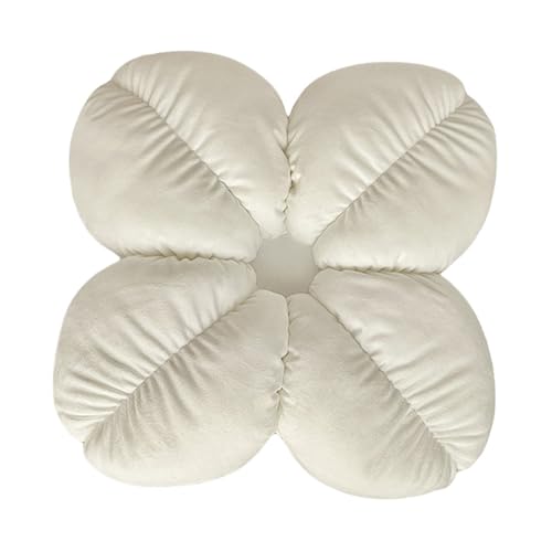 Uixxducc Kuschelkissen Kinder Blumenkissen, Weiche Flauschige Blumenform Zierkissen Sofakissen, Plüsch Kissen Dekokissen für Kinderzimmer Schlafzimmer Deko 40cm (Weiß) von Uixxducc