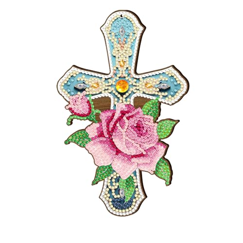 Uixxducc Ostern Diamond Painting Kreuz Basteln Erwachsene Malen Nach Zahlen Diamant Malerei Anhänger Wandkreuz Ornamente Holz Handwerk für Home Wand Décor (E) von Uixxducc