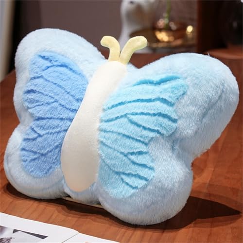 Uixxducc Schmetterling Kuschelkissen Kinder Kreative Aesthetic Kuschelkissen Flauschig Dekokissen Sofakissen Zierkissen Plüsch Kissen Für Kinderzimmer Schlafzimmer (Blau) von Uixxducc