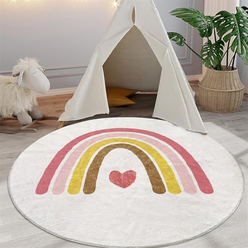 Uixxducc Teppich runder Home Teppich Kinderzimmer Rutschfester Kinderzimmerteppich Junge Mädchen Kinderteppich Modern Soft (Liebe,120x120cm) von Uixxducc