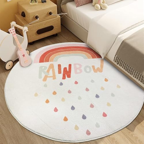 Uixxducc Teppich runder Home Teppich Kinderzimmer Rutschfester Kinderzimmerteppich Junge Mädchen Kinderteppich Modern Soft (Regentropfen,80x80cm) von Uixxducc