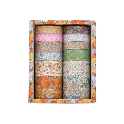 Uixxducc Vintage Washi Tape Set, 12 Rollen Pflanzen und Blumen Masking Tape DIY Papier Tape Dekoratives Klebeband für Bullet Journals, DIY Handwerk, Scrapbooking Supplies, Journals (B) von Uixxducc