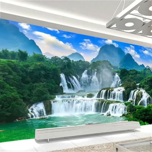 Uixxducc Wasserfall Landschaft 5D Diamant Kunst Malerei Kit, DIY Diamant Malerei Bilder, Diamant Strass Kristall Malen nach Zahlen für Kinder Erwachsene Home Wanddekoration (200 x 80 cm) von Uixxducc