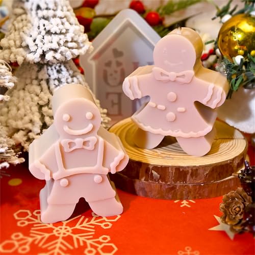 Uixxducc Weihnachten Aroma-Kerzenform DIY Kunstharz Weihnachten Kleines Haus Lebkuchenmann Elch Harz Tropfen Silikon Gießformen Für DIY Kerze Handwerk (2pcs#) von Uixxducc