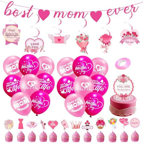 Happy Mothers Day Banner Wimpelkette Hängende Girlanden Ballon Kuchen für Mutter Geburtstag Home Dekorationen Party Happy Muttertag Banner von Ukbzxcmws