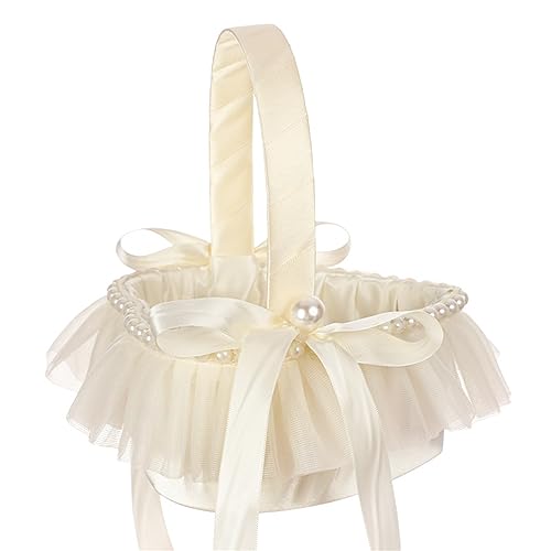 Ukbzxcmws Hochzeitskorb für Blumenmädchen, einfache Spitze, herzförmige Körbe für Brautjungfer, Süßigkeiten, Geschenkkorb, Zeremonie, Braut, Verlobungen von Ukbzxcmws