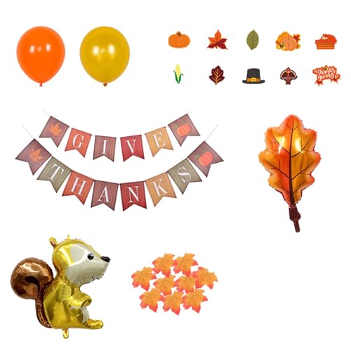 Thanksgiving-Party-Dekorationsset, 25,4 cm hoch, Ballon-Banner, Party-Hintergründe, Partyzubehör, Heimdekoration, Party-Dekorationsset von Ukbzxcmws