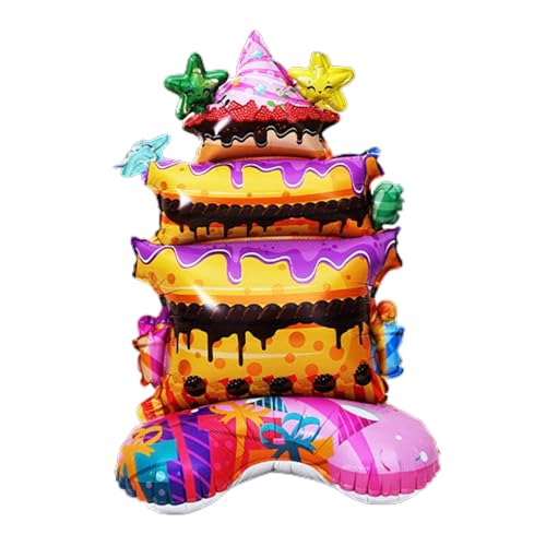 Ukbzxcmws Große Happy Birthday-Kuchenballons, Cartoon-Kuchenballon, Aluminiumfolienballon für Babyparty, Party-Dekoration, Aluminiumfolienballon von Ukbzxcmws