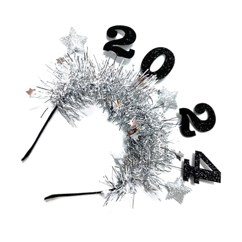 Ukbzxcmws Lametta 2024 Happy New Year Stirnband Pailletten Weihnachten Kopfschmuck Kronen Haarreifen Neujahr Kopfschmuck Abschlussball Requisiten Happy New Year Haarband von Ukbzxcmws