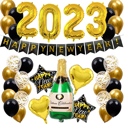 Ukbzxcmws Luftballons für Silvester 2023, Party-Ballon, Aluminiumfolie, Festival, Kinder, Neujahrsdekoration, Happy New Year 2023, Ballon von Ukbzxcmws