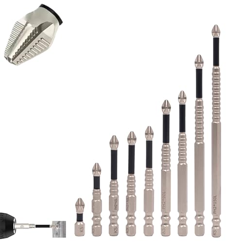 Ukisisi 6pcs Tidepick Hochmagnetischer Schraubendreher-Bohrer-Satz,hochmagnetischer Schraubendreher-Bohrer,tidepick High-Magnetic Screwdriver Drill Bit Set,Anti-Rutsch Phillips Bits Für Elektrobohrer von Ukisisi