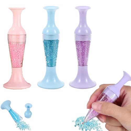 sparklecraft - diamant malwerkzeuge,Pack of 3 Refillable Vase Pen,nachfüllbarer vasenstift blumentop,multifunktionaler nagelpunktierstift,diamond painting zubehör,diamant kunststift,diamant-kunststift von Ukisisi