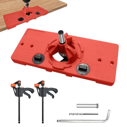 Ulable Topfband-Bohrschablone,Bohrschablone,Scharnier-Lochsäge -Führungsset mit Forstnerbohrer Ø 35 mm Versteckte Scharnier Bohren Hole Locator Jig für Küchenschrank Türen Scharnier von Ulable