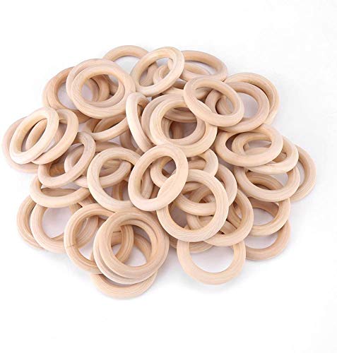 100PCS Naturholz Bastelringe 60mm / 2,36inch Unvollendete Holzschleife Kreis Anhänger Anschlüsse Schmuckherstellung Zubehör von Ulalaza