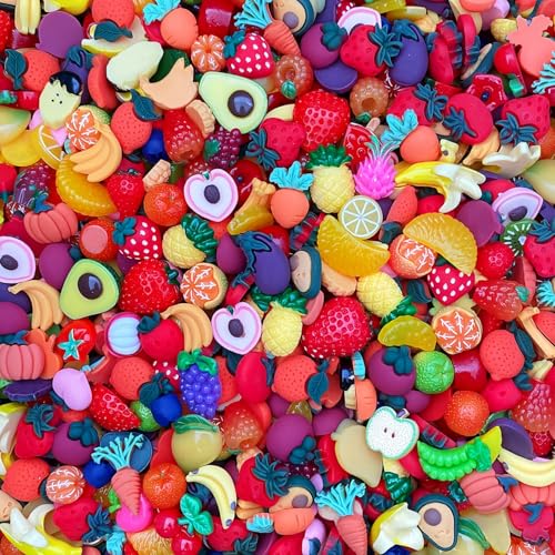 50pcs Cute Slime Charms Mixed Set Harz Flatback Making Supplies für DIY Craft Making und Ornament Scrapbooking Perlen Verschiedene Candy Fruit Cake Ornament von Ulalaza