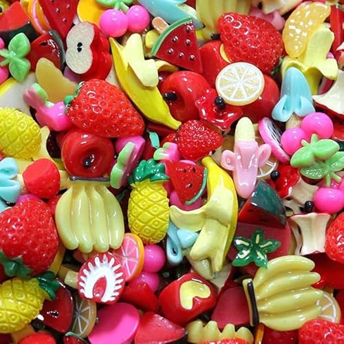 50pcs Cute Slime Charms Mixed Set Harz Flatback Making Supplies für DIY Craft Making und Ornament Scrapbooking Perlen Verschiedene Candy Fruit Cake Ornament von Ulalaza