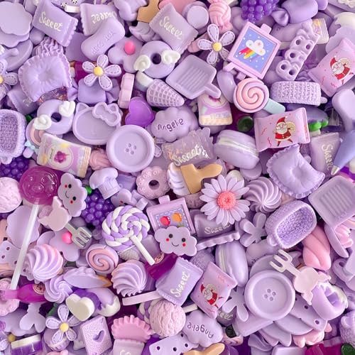 50pcs Cute Slime Charms Mixed Set Harz Flatback Making Supplies für DIY Craft Making und Ornament Scrapbooking Perlen Verschiedene Candy Fruit Cake Ornament von Ulalaza