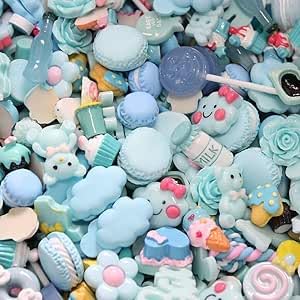 50pcs Cute Slime Charms Mixed Set Harz Flatback Making Supplies für DIY Craft Making und Ornament Scrapbooking Perlen Verschiedene Candy Fruit Cake Ornament von Ulalaza