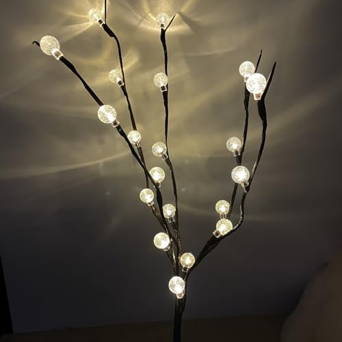 Ulalaza 70 cm 2 Zweige 40 LED-Birnen Zweiglampe batteriebetrieben LED-beleuchtete Weidenzweige Vasenfüller Verwendung für Weihnachten Zuhause Party Dekoration drinnen und draußen von Ulalaza