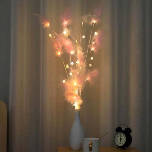 Ulalaza 70 cm 2 Zweige 40 LED-Birnen Zweiglampe batteriebetrieben LED-beleuchtete Weidenzweige Vasenfüller Verwendung für Weihnachten Zuhause Party Dekoration drinnen und draußen von Ulalaza