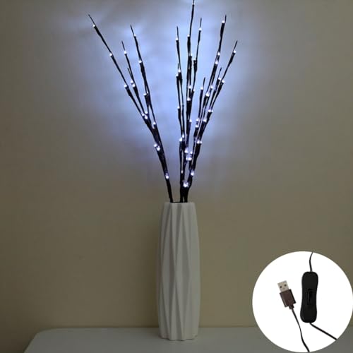 Ulalaza 77 cm Zweiglampe mit 6 Zweigen und 120 LED-Lampen USB-betrieben LED-beleuchtete Weidenzweige Vasenfüller Verwendung für Weihnachten Zuhause Party Dekoration im Innen- und Außenbereich von Ulalaza