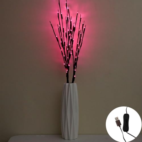 Ulalaza 77 cm Zweiglampe mit 6 Zweigen und 120 LED-Lampen USB-betrieben LED-beleuchtete Weidenzweige Vasenfüller Verwendung für Weihnachten Zuhause Party Dekoration im Innen- und Außenbereich von Ulalaza