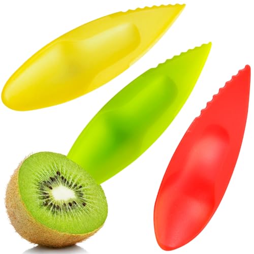 15 Stück Kiwi Löffel Spoon,Peeler Cutter Kunststoff,Kiwi Kunststoff Obst Peeler Cutter,kunststoff Löffel für Kiwis,Grapefruits,Passionsfrüchte,Küche Zubehör(Drei Farben) von Ulawellor