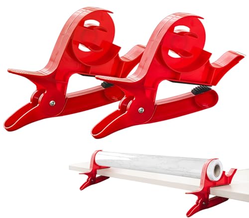 2 Stück Geschenkpapier Schneider,Geschenkpapier Schneider für Rollen, Tisch-Geschenkverpackungswerkzeug,Tragbare Geschenkpapier Cutter für Geschenkpapier,Weihnachten,Halloween (Rot) von Ulawellor