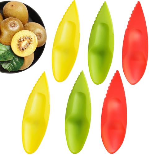 6 Stück Kiwi Löffel Spoon,Kiwi Schäler Plastic Kiwilöffel,Obst Helfer Messer Löffel,Kiwimesser,Fruit Peeler Cutter Spoon für Kiwis,Grapefruits,Passionsfrüchte,Küche Zubehör von Ulawellor