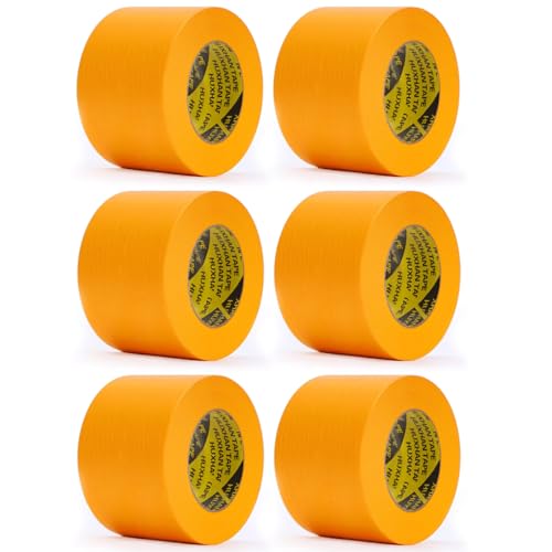 Ulawellor 6 Rollen Abklebeband Maler Klebeband,Goldband Klebeband Malerkrepp,Sticky Tape Papier Klebeband,Maler Kreppband,UV Beständiges,Leicht Abnehmbar Abklebeband(50mm x 30m) von Ulawellor