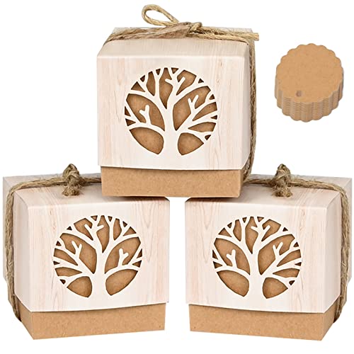 Ulikey 50 Stück Geschenkbox Taufe, Kraftpapier Geschenkbox, Geschenkschachtel Klein mit Deckel, Kleine Schachteln zum Befüllen für Junge Mädchen Taufe Kommunion Hochzeit Kinder Geburt Party (Rund) von Ulikey